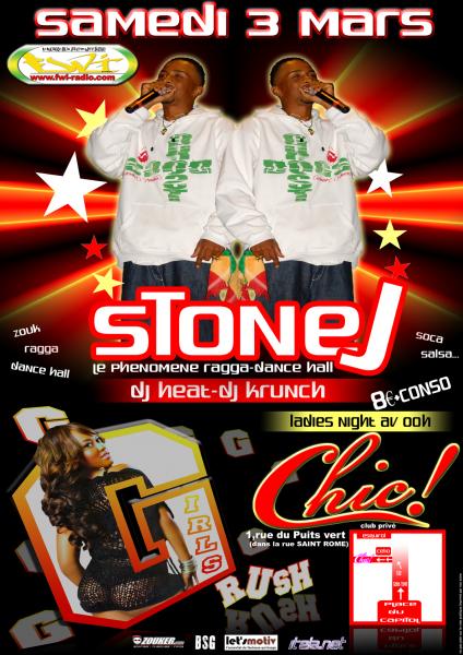 STONE J le 03 MARS au CHIC à TOULOUSE